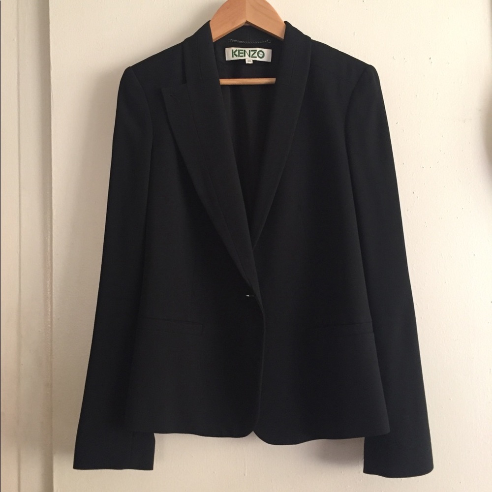 Black kenzo gathered asymmetrical blazer 38